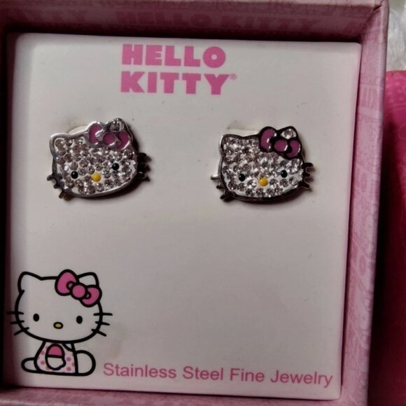 Hello Kitty Rhinestone Stud Earring Set - Picture 2 of 4